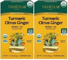 Vahdam India Infusions Turmeric Herbal Tea Citrus Ginger 2 Pack