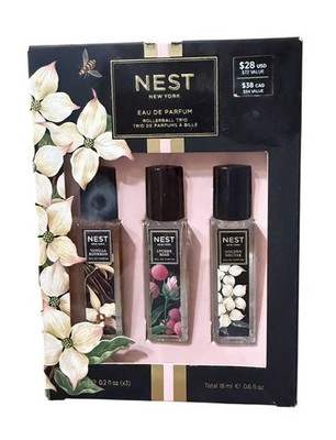 NEST New York Eau de Parfum Rollerball Trio Vanilla Bourbon, Lychee Rose, Nectar