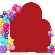 Red 4,5,6ft Set of 3 Spandex Arch Backdrop Cover No Stand 4FT-5FT-6FT Red