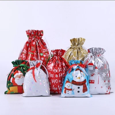 Christmas Style Gift bags, 6 Patterns with Ribbon Ties, Gift Wrapping