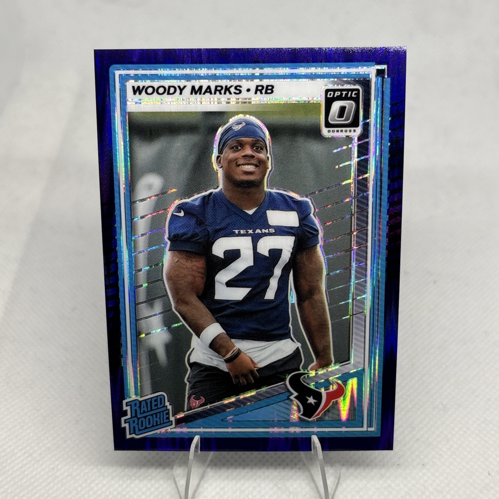 2025 Panini Donruss Optic Woody Marks #288 Rated Rookie Purple Shock Prizm