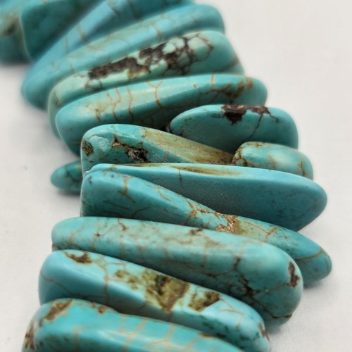 Vtg Turquoise Slab Tab Necklace Natural Matrix Heishi Beads Southwest 21" 126g - Afbeelding 12 van 18