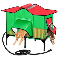 Heated Outdoor Cat House Weatherproof with Removable Heated Pad for Winter, O...