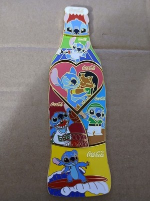 COCA COLA bottle puzzle 6 pins Disney Stitch & Lilo pin set Yellow