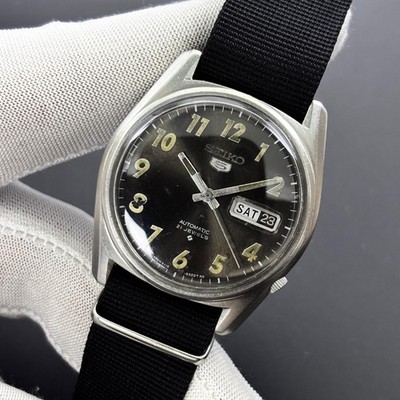 Vintage Seiko 5 Automatic Arabic Military Dial Vietnam War Japan
