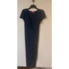 Betsey Johnson Teal Ribbed Knit Surplice Flutter Sleeve Midi Dress JM208983 L