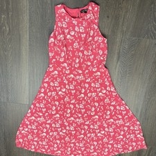 Lauren Ralph Lauren Women's Midi Dress Sleeveless Salmon Pink Floral Belted 10