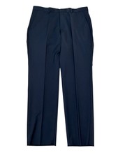 Hugo Boss Mens Slim fit Wool Dress Pants 36 / 36" Unfinished Navy Blue Solid