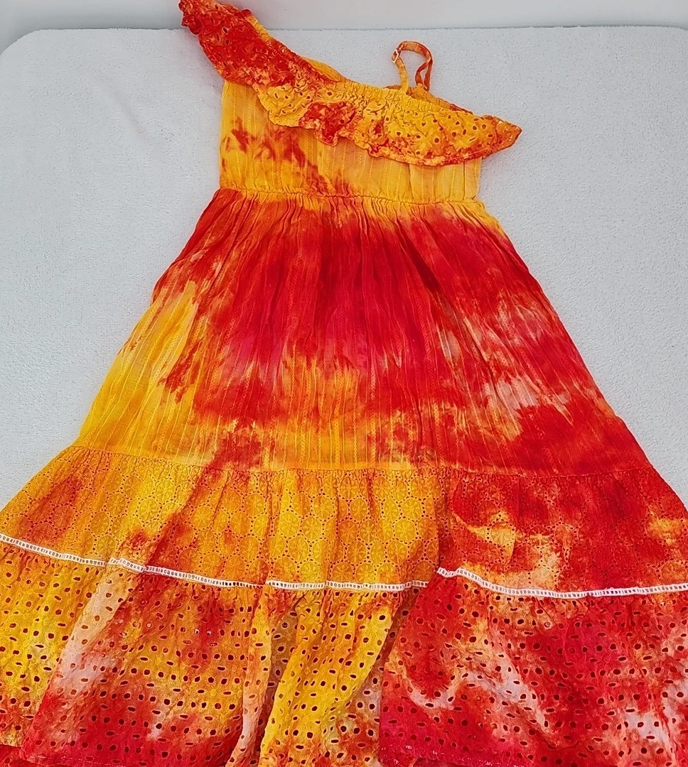 Cat & Jack Girl's Medium 7/8 Summer Dress Procion Ice Tie Dyed Boho Upcycled