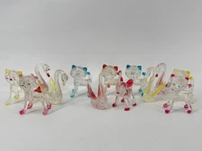 Lot of 13 Vintage Lucite Animals Elephant Cat Swan Clear Acrylic