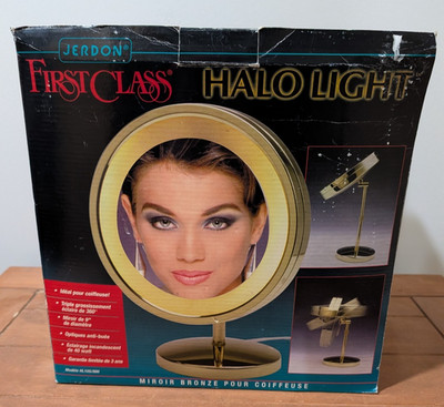 Vintage Jerden First Class Halo Light Brass Vanity Mirror