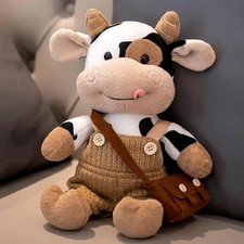 26CM Simulation Cattle Animals Plush Toys Cartoon Milk Cow Plush Doll Soft Stuff