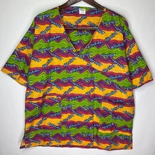 Nestlé Laffy Taffy 3X Scrub Top Multicolor Candy Print V-Neck