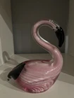 Vintage 6.5" Murano Style Hand Blown Art Glass Pink FLAMINGO Figurine Unmarked