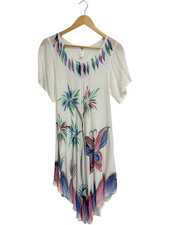 Shoreline Tunic womens Dress white handpainted Floral bear cover One size