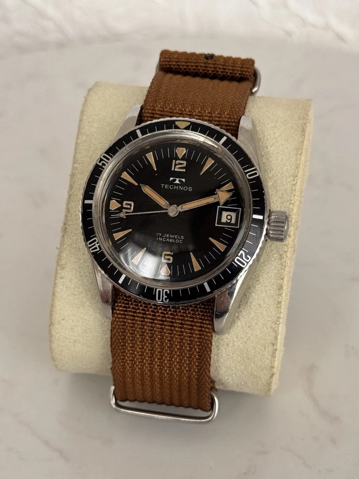 Technos Pre-Sky Diver 969-4 1960s Diver Watch Manual Wind Date Helium Valve - Image 2 of 4