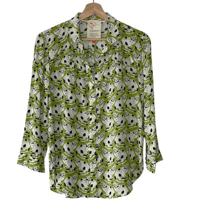 52 Conversations  by Anthropologie Colloquial Cat Print Shirt Size 2