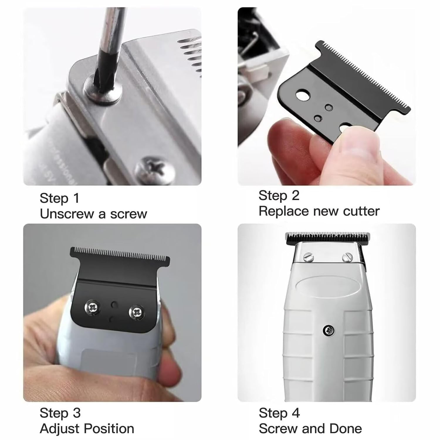 Replacement 2PCs T Blade Fit for Andis T Outliner Trimmer Andis GTX Trimmer, Bla