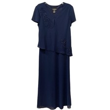Positive Attitude Womens Size 12 Beaded Formal Dress Mother of the Bride Navy