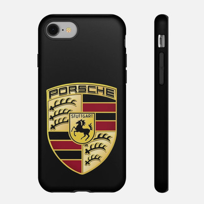 Porsche Logo iPhone Hard Case Black Tough Cover Luxury Phone 11 17 Pro Max