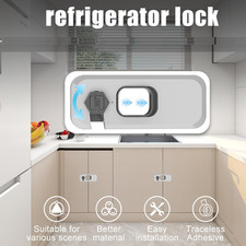 2 Pack Fridge Locks with Self Adhesive, Refrigerator Latch for Kids, Toddlers...