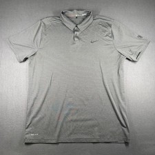 Nike Tiger Woods Collection Polo Shirt Mens XL Gray Stripe Dri-Fit Short Sleeve