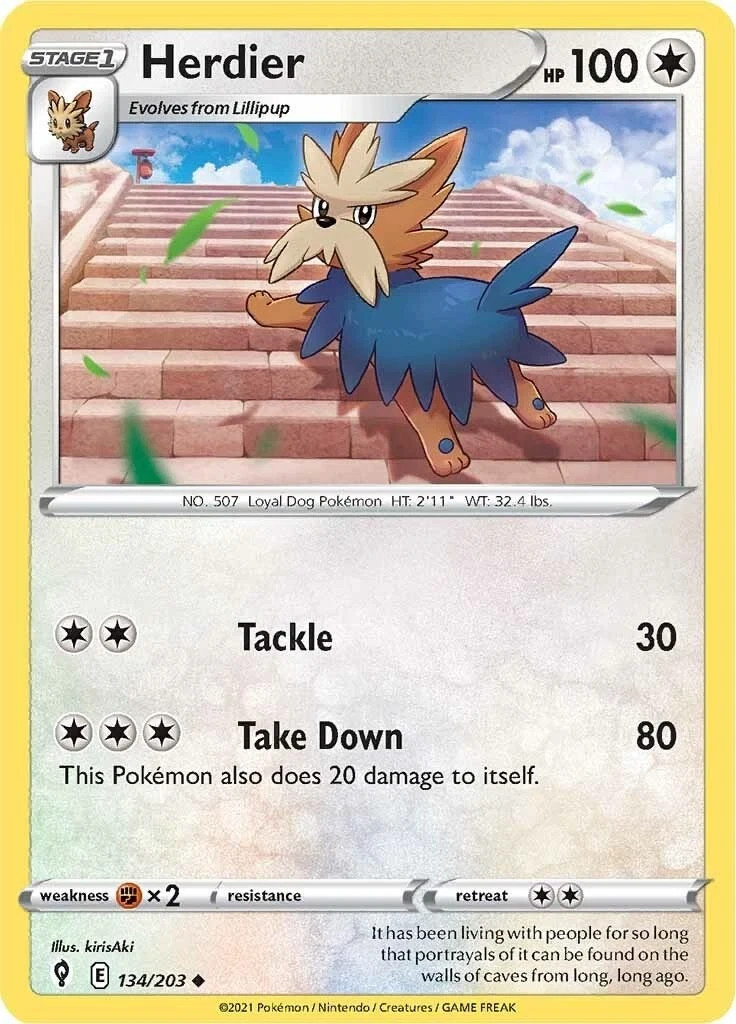 POKEMON HERDIER EVOLVING SKIES 134/203 NM/Mint PACK FRESH