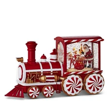 RAZ Imports Peppermint Elves Musical Lighted Water Train –12.5", Christmas Decor