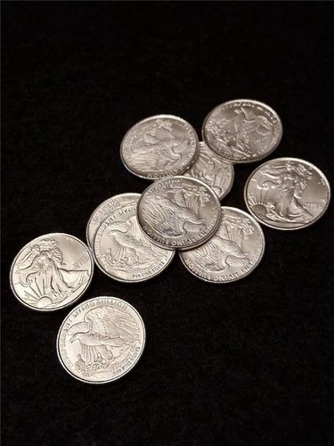 Bag of x10 WALKING LIBERTY 1/10th TROY OZ .999 FINE SILVER RNDS 1oz TOTAL #M1629