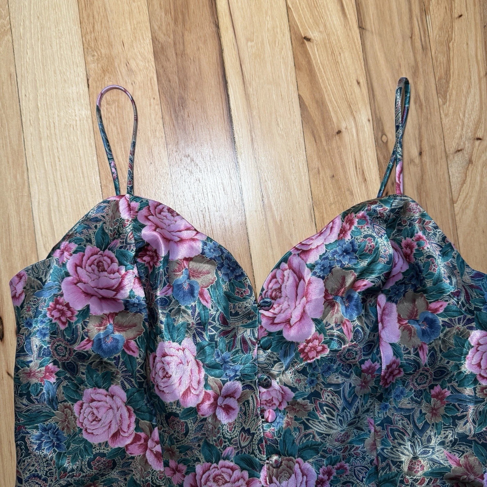 UNDERCOVER Abito Victoria's Secret Vintage Etichetta Oro Raso Floreale Slip Grande