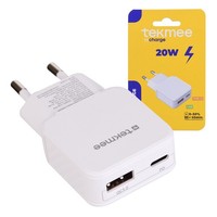 Tekmee USB-A & USB-C Schnelllade Adapter LadegeräT Ladeadapter Netzstecker Weiß