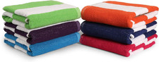 Bath Towel Set 6 Pack,30 X 60 Inches Large 100 Cotton Cabana Stripe Beach Towel