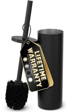 Matte Black Toilet Bowl Brush Set with Splash Guard Round Storage Canister