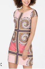 Vince Camuto pink paisley floral pattern dress Capped Sleeve coral