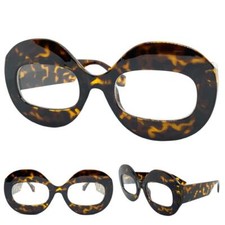 Oversized Vintage Retro Style Clear Lens EYE GLASSES Thick Round Tortoise Frame
