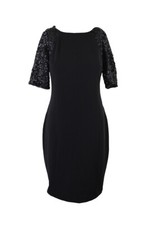 Calvin Klein Black Raglan-Sleeve Illusion Sequin Sheath Dress 6