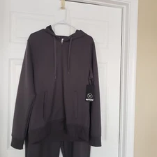 90 Degree by Reflex Men's Zip Hoodie & Zip Pocket Jogger Set Dark Grey Sz L NWT