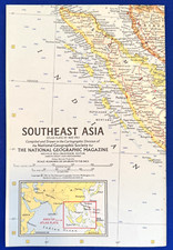 Vintage May 1961 National Geographic Society Magazine Southeast Asia Map