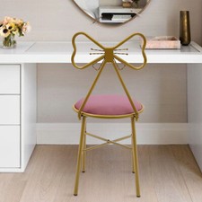 Makeup Dressing Chair Pink Bow Backrest Princess Chair Butterfly Shaped Armless