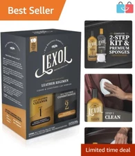 Leather Cleaner and Conditioner Duo with Sponges - Ideal for Cars & Accessories