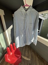 Vintage Chaps Ralph Lauren Plaid Button-Down Dress Shirt Blue/White | Size XL