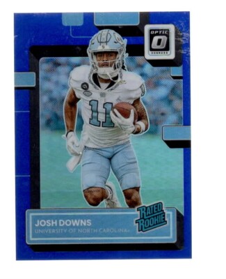 JOSH DOWNS 2023 CHRONICLES OPTIC DRAFT PICKS BLUE PRIZM ROOKIE CARD #12  /99