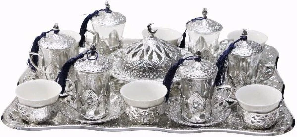 Juego de té/café tradicional turco diseño otomano Otantik Home 45 piezas (plateado) Foto 2 de 2