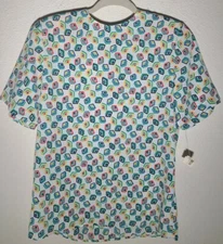 Talbots White Multi-Colored Crew Neck Short Sleeve Shell Blouse sz 6 New