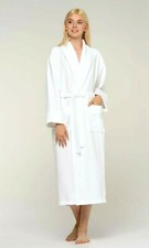 100 Cotton Waffle Bathrobe Diamond Waffle Velour Shawl Robe Plush Spa Cover up