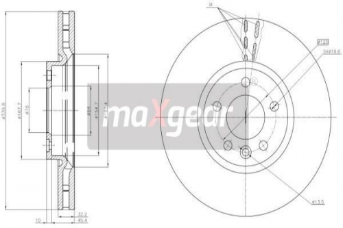 2X Maxgear 19-3221 Bremsscheibe FüR VW-image