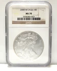 NGC MS 70 2008-W American Silver Eagle S$1