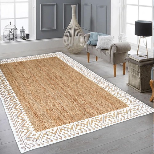 voyzz home Natural Jute Braided Area Rug, 5X8-feet Rectangular Printed Jute R... - Picture 5 of 9