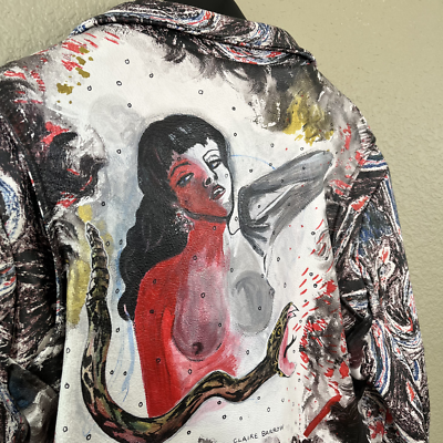 Claire Barrow Leather Painted Biker jacket Medium | eBay