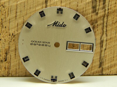 29.27mm Pearl Mido Vintage Watch Dial Ocean Star Datoday Silver & Black Markers